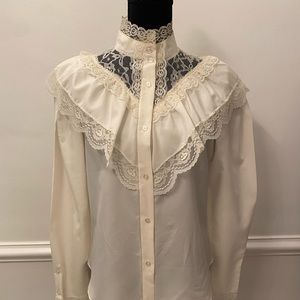 Vintage 80s does Victorian lace gothic shirt